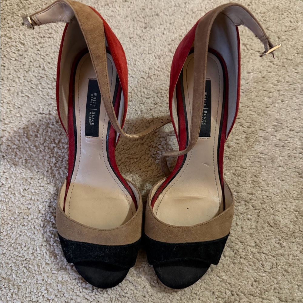 White House Black Market Red and Tan Heels